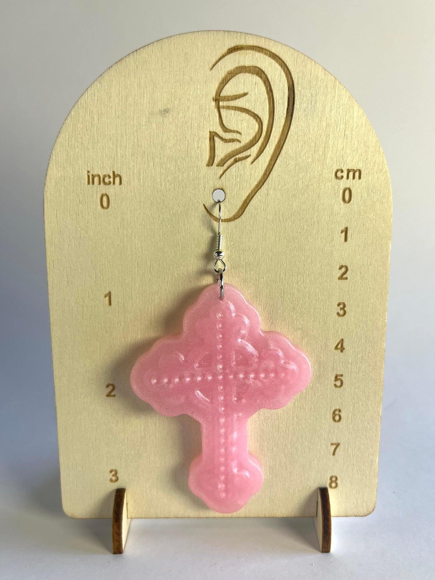 Don’t be Jelly - Pink Ornate Cross Earrings