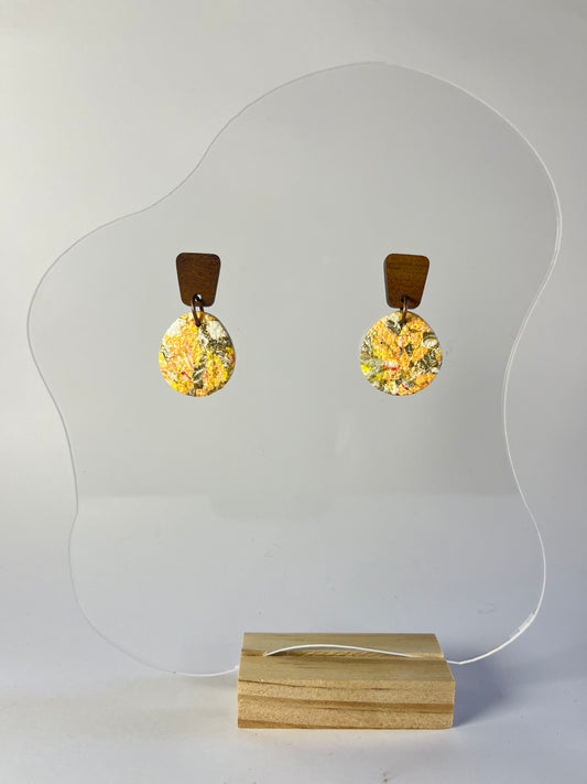 She’s Peachy - Small Peach and Wood Earrings