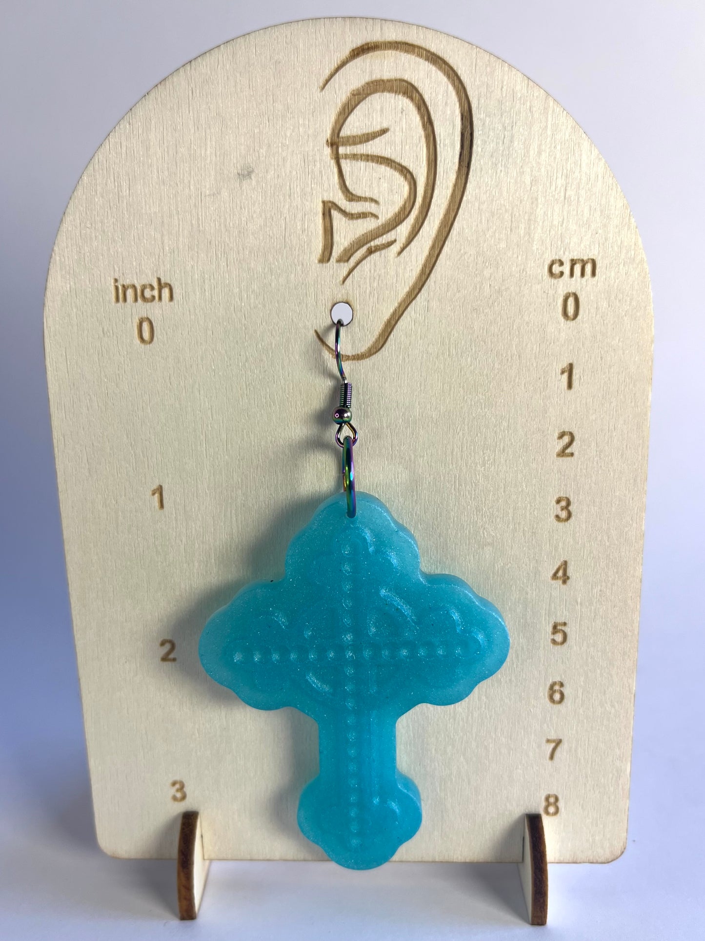 Don’t be Jelly - Blue Ornate Cross Earrings
