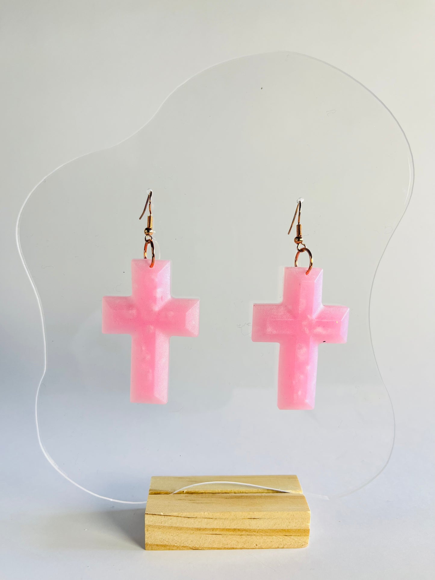 Don’t be Jelly - Pink Simple Cross Earrings