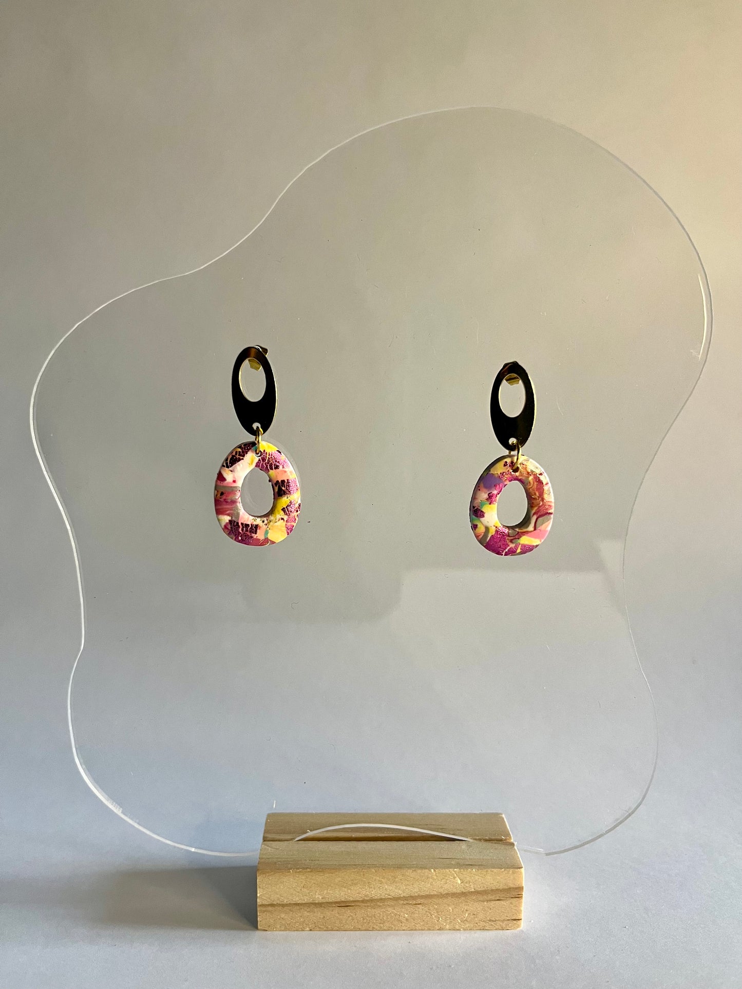 Pretty in Pink - Oval Drop Earrings