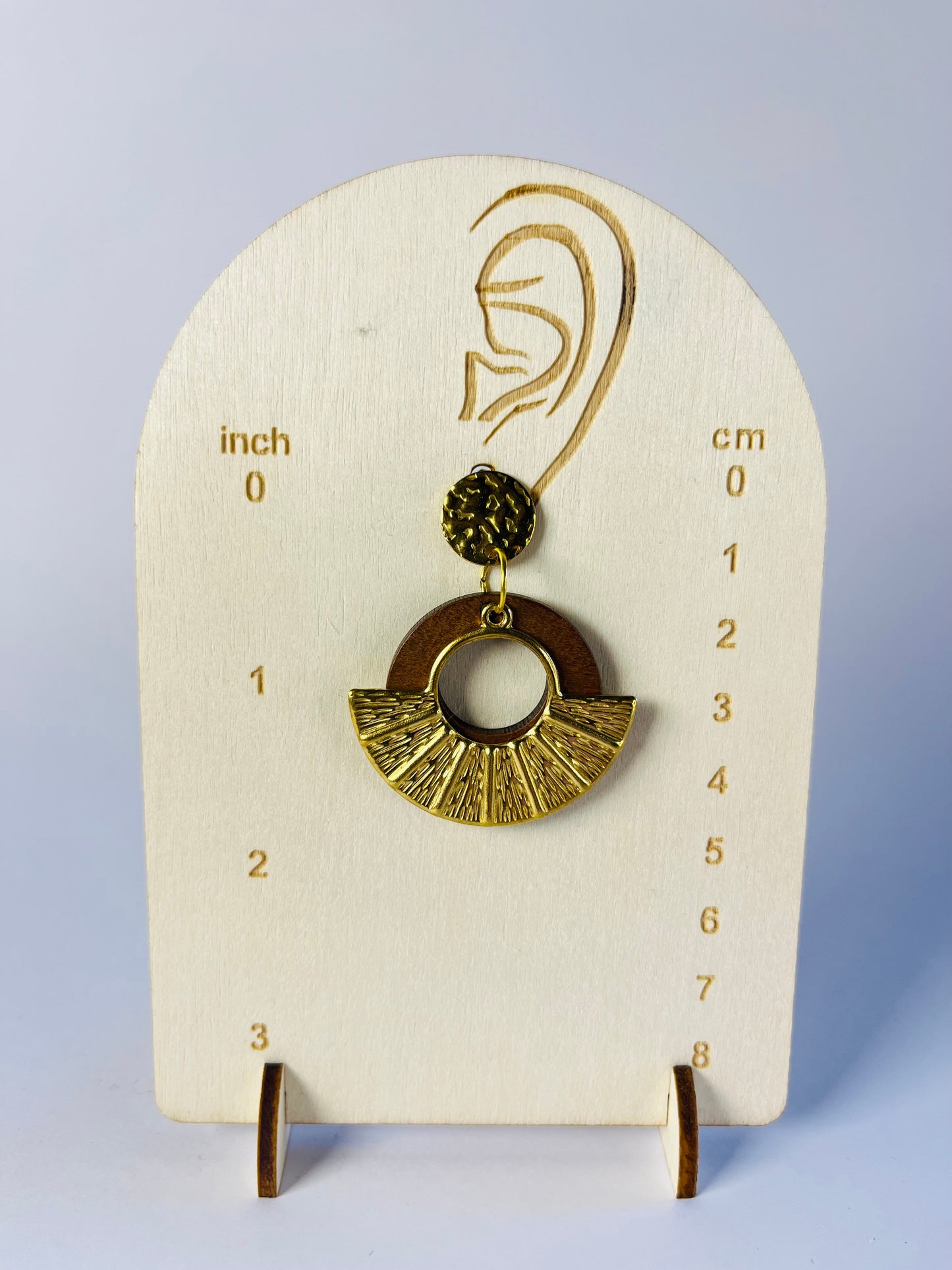 She’s Peachy - Boho Wood and Gold Earrings